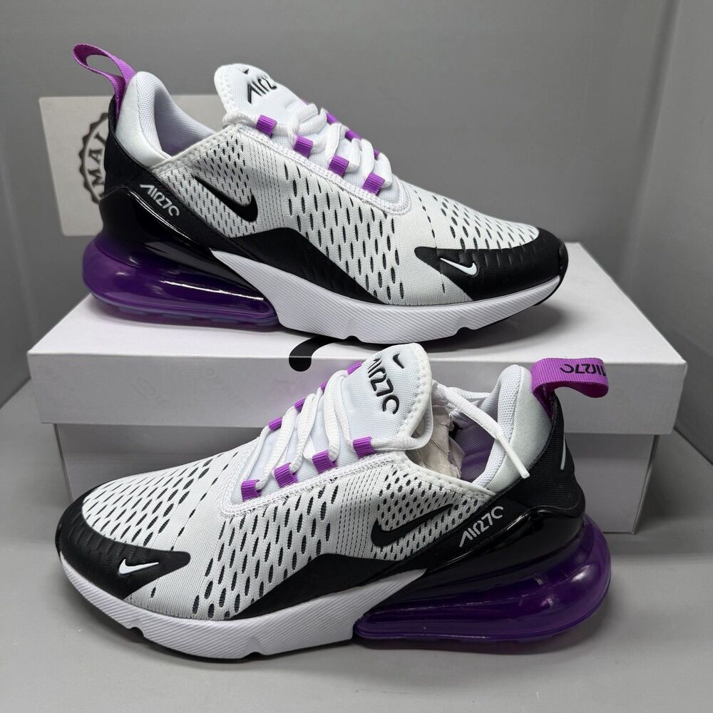 Nike Air Max 270 White-Fuchsia New Women's Sneakers AH6789-113 Size 8 In Box